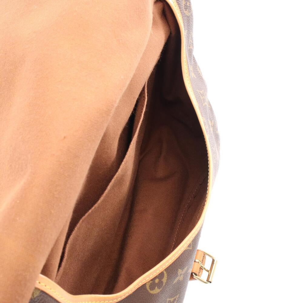 Louis Vuitton Leather Canvas Monogram Brown Saumur Shoulder Bag